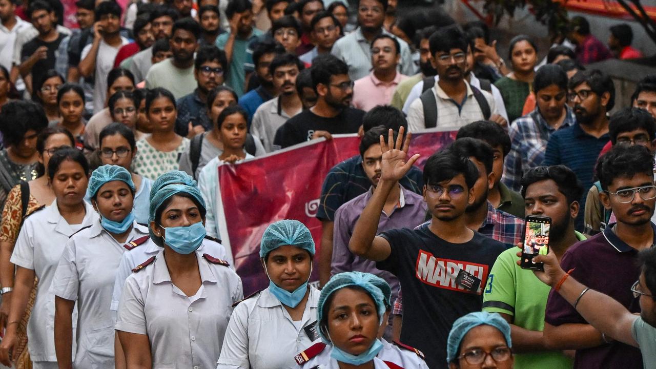 The strike has halted the nation’s medical services. Picture: Dibyanghsu Sarkar/AFP