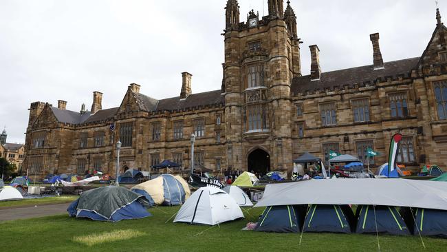 Pro-Palestine encampment protest at the University of Sydney. Picture: Richard Dobson