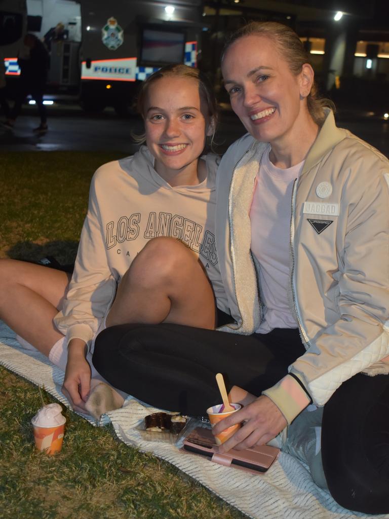 Kirsten Whitfield and Sophie Whitfield watching the Matildas vs England semi-final clash in Ipswich. Photos by Georgie Walker.