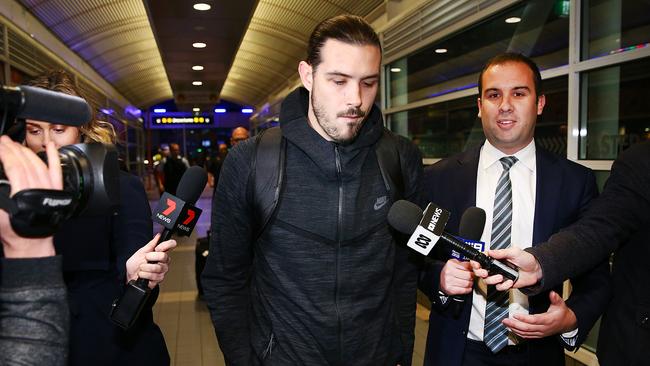 Chris Goulding arrived back in Australia this morning a little worse for wear. Picture: Getty