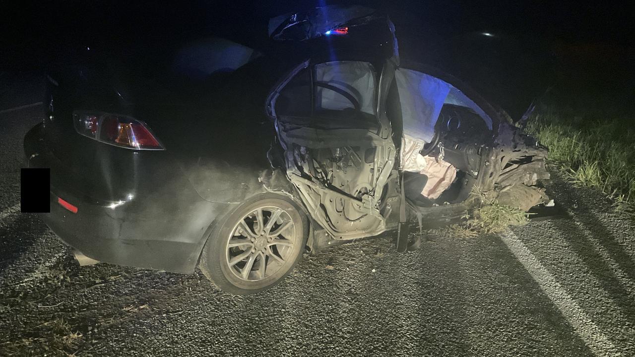 A crash at St Lawrence, which is one of the most dangerous stretches of the Bruce Highway. Picture: QPS