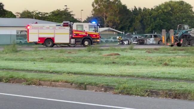 Emergency services respond to burned out cars in Gulliver.