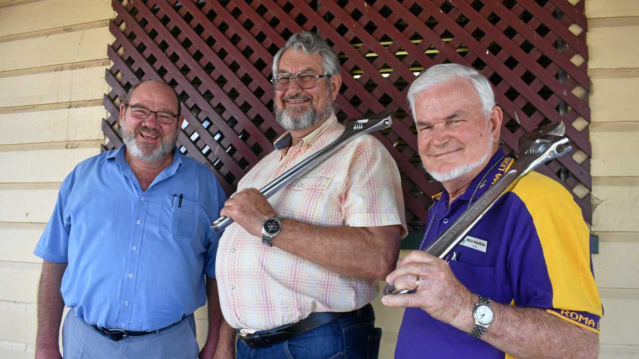 Spanner in the works? These guys might be the ones to call, (L-R:Michael Redden, Bill Herman and Brian Reardon of the Roma Men's Shed). Picture: Jorja McDonnell