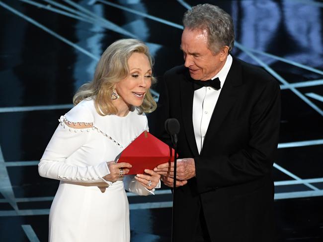 Faye Dunaway announces La La Land as the winner. Picture: Getty Images