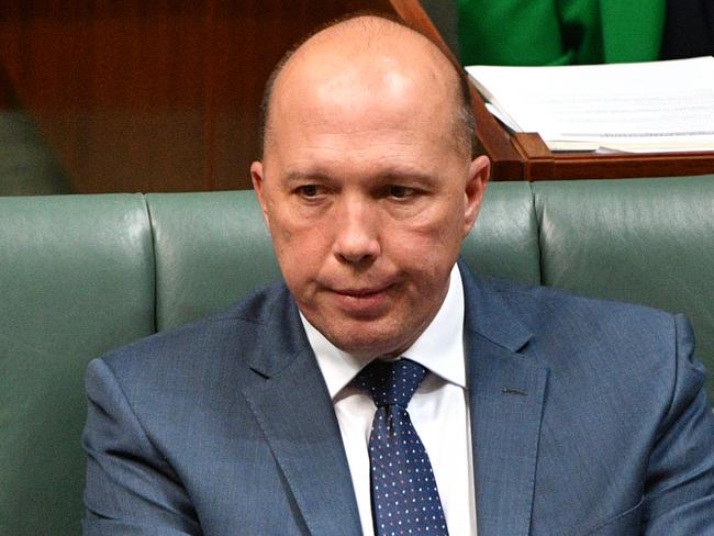 Minister for Home Affairs Peter Dutton during Question Time in the House of Representatives at Parliament House in Canberra, Wednesday, October 17, 2018. (AAP Image/Mick Tsikas) NO ARCHIVING