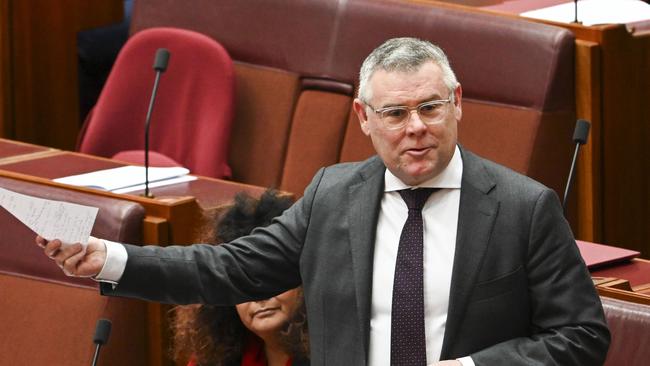 Senator Hon Murray Watt during debate on the CFMEU Bill debate at Parliament House last week. Picture: NewsWire / Martin Ollman