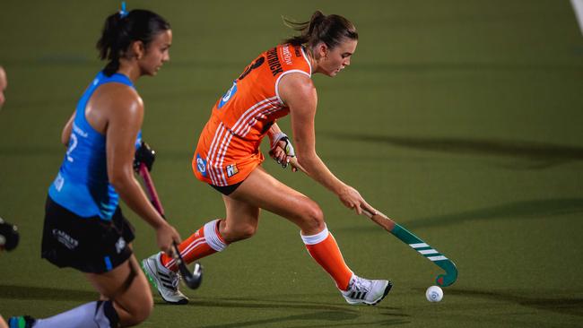 The first Festival of Hockey match between the Territory Stingers and Brisbane Blaze. Picture: Pema Tamang Pakhrin