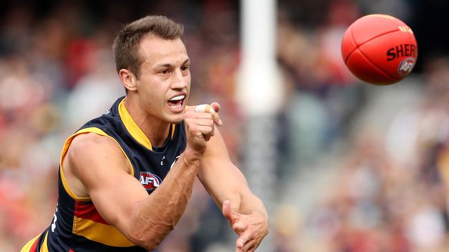 ADELAIDE - APRIL 08: Tom Doedee of the Crows during the 2023 AFL Round 04 match between the Adelaide Crows and the Fremantle Dockers at Adelaide Oval on April 8, 2023 in Adelaide, Australia. (Photo by Sarah Reed/AFL Photos via Getty Images)