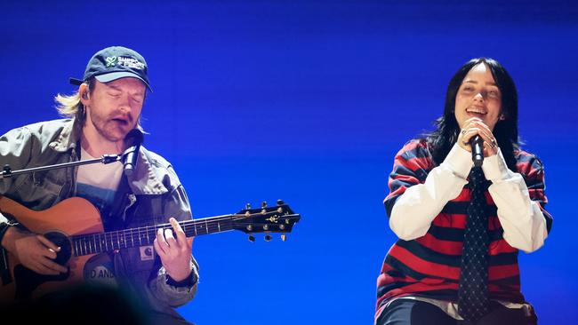 FINNEAS and Billie Eilish performing. (Photo by Amy Sussman/Getty Images for FIREAID)