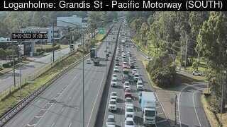 Northbound traffic on the Pacific Motorway at Loganholme.