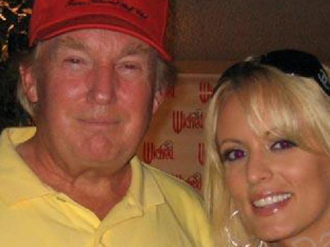 Donald Trump with Stephanie Clifford, whose stage name is Stormy Daniels, in a 2006 photo uploaded to her Myspace.com account. Picture: Supplied