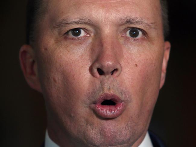 The Minister for Immigration and Border Protection Peter Dutton, during a press conference in Parliament House Canberra. Picture Gary Ramage