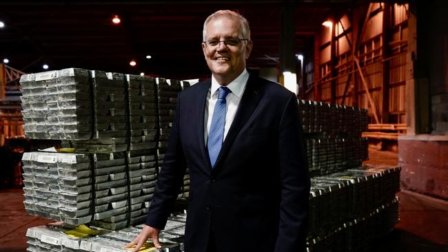 Mr Morrison at the Nyrstar smelter in Hobart. Picture: Adam Taylor