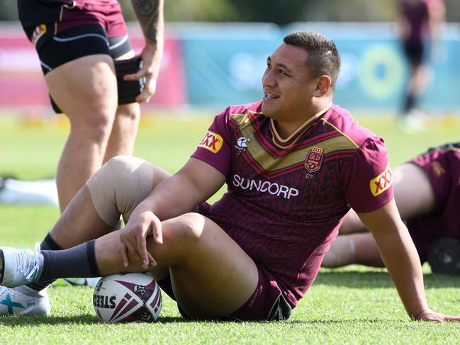 Josh Papalii during the Queensland State of Origin team training session at Sanctuary Cove on the Gold Coast, Sunday, July 9, 2017. (AAP Image/Dave Hunt) NO ARCHIVING
