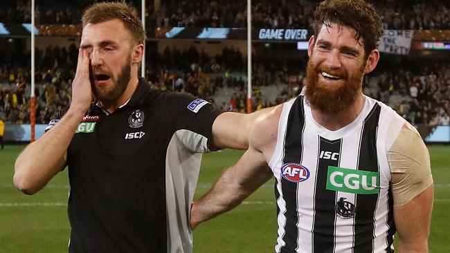 Lynden Dunn was moved to tears after the 2018 Preliminary Final win over Richmond. Picture: AFL Media/Getty Images