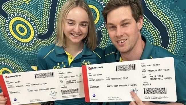 Hayley Sands and partner Sam von Einem will represent Australia at the Paralympics - it is her first and his third time competing at the global sporting event. Picture: Supplied