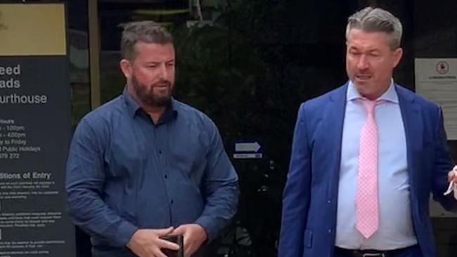 James Joseph Lewis (left) leaves Tweed Heads Local Court with lawyer Michael McMillan on Wednesday after pleading guilty to high range drink driving.