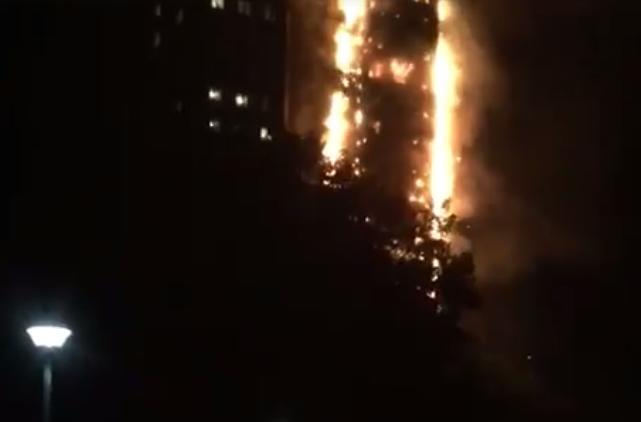 London Apartment Building Goes Up in Flames. Credit - Facebook/Sumayyah Omar via Storyful