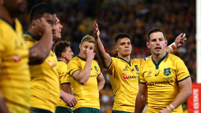 Wallabies players look on during The Rugby Championship match against South Africa in 2018. Picture: Getty Images