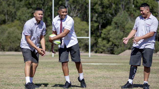 Marsden High School students William Semu, E.J Finau and Taelon Te Whiu-Hopa are with the Titans’ juniors. Picture: Sarah Marshall