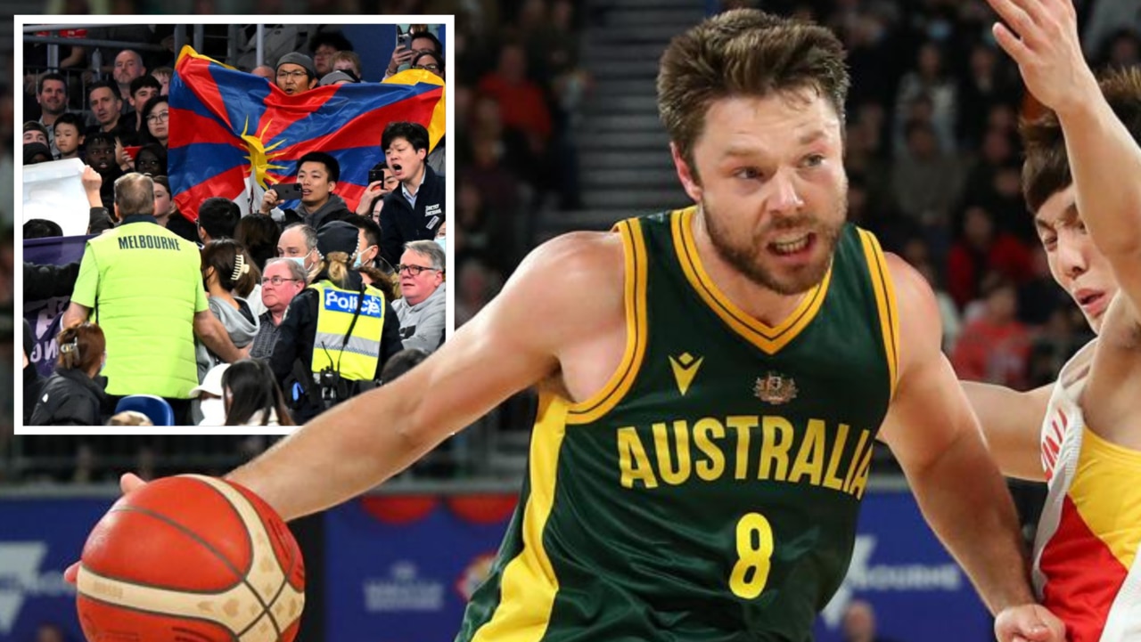 Matthew Dellavedova was the star of the Boomers' show as protesters were escorted out of John Cain Arena.