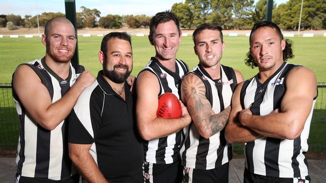 Reynella legend Callan Semple (second from right) has retired. Picture: Stephen Laffer