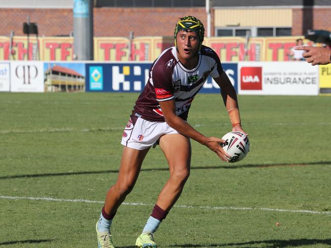 Pictured at Burleigh Bears home ground for the Mal Meninga Cup rugby League Game Between Burleigh Bears and South Logan Seagulls. Burleigh Player:13 Cooper Bai S/ Logan Player: Pic Mike Batterham