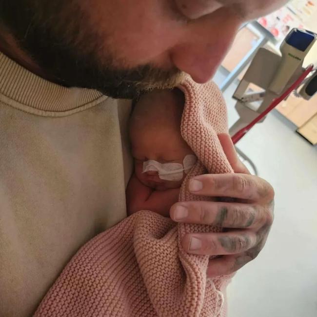 Baby Hazel Jackman, who was born in Hobart, is in Melbourne with her parents Bridget Flanagan and Damien Jackman awaiting further life-saving surgery. Picture: Supplied by the family