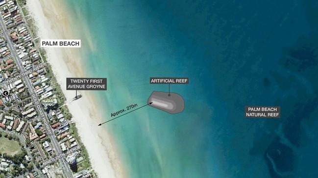 Diagrams of Palm Beach artificial reef by Gold Coast City Council.