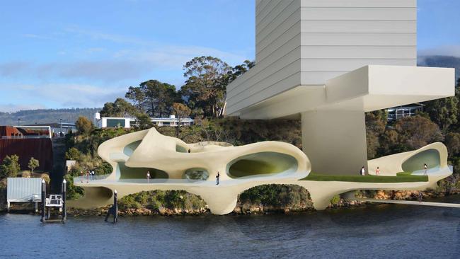 Illustration of the proposed new casino to be built by MONA owner David Walsh on the banks of the River Derwent in Hobart. (Design as of December 2015)