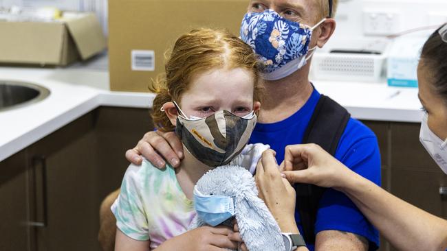 Sennen Bond received the Pfizer vaccine at Sydney Road Family Medical Practice in Balgowlah on January 11, 2022. (Photo by Jenny Evans/Getty Images)