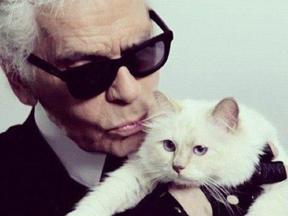 Karl Lagerfeld and his beloved cat, Choupette.  Picture: Supplied