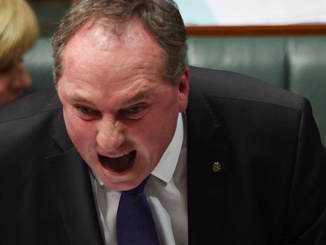 Australian Deputy Prime Minister Barnaby Joyce speaks at the despatch box during Question Time in the House of Representatives at Parliament House in Canberra, Monday, May 2, 2016. (AAP Image/Sam Mooy) NO ARCHIVING