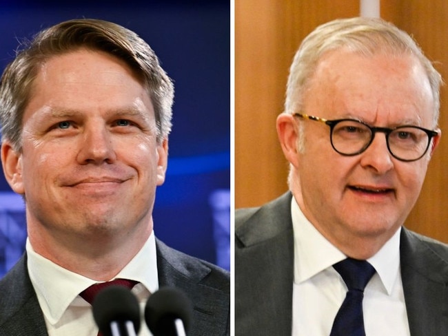 Anthony Albanese made a surprise appearance at the National Press Club for Labor's election director Paul Erickson's address. Picture: Martin Ollman / NewsWire