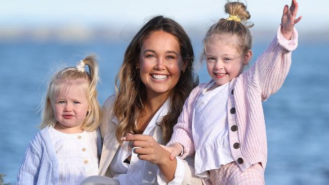 Amie Rohan and her daughters Bella, 4 and Sadie, 2. Picture: David Caird