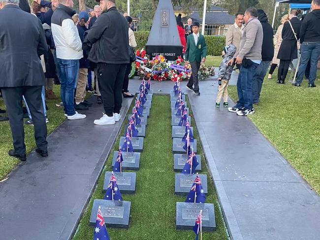 Families and school students came together at Ingleburn Soldiers Memorial Park. Picture: Facebook