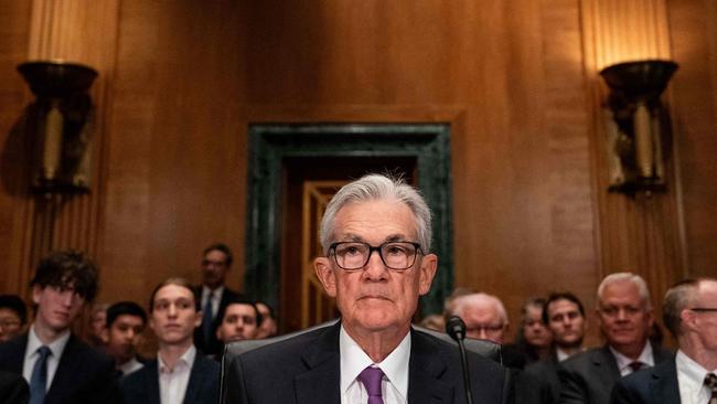 Federal Reserve chairman Jerome Powell told US senators that the central bank was “not far” from being able to ease monetary conditions. Picture: AFP