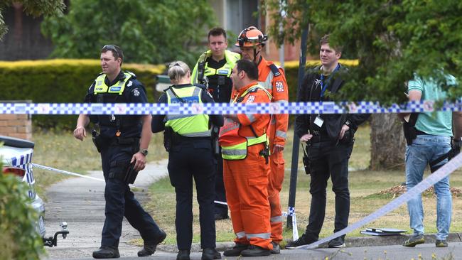 Police and SES at the scene. Picture: Tony Gough