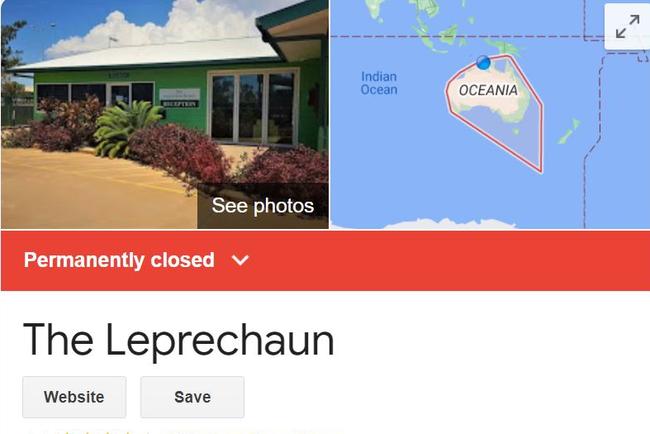 When searching for The Leprechaun resort online, a ‘Permanently closed’ message appears