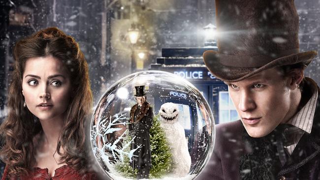 A promotional poster for the 2013 Dr Who Christmas episode starring Jenna Lousie Coleman and Matt Smith.