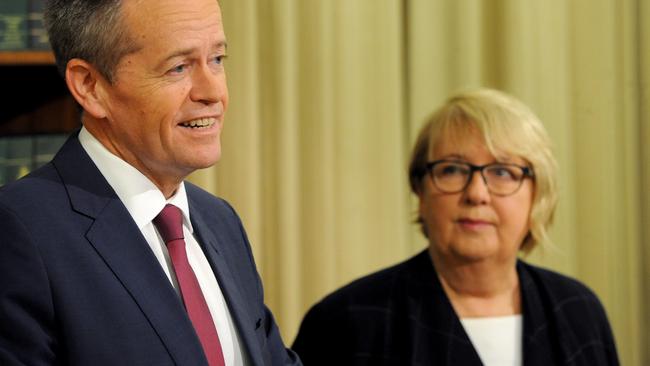 Opposition Leader Bill Shorten with Labor’s families spokeswoman Jenny Macklin. Picture: Andrew Henshaw