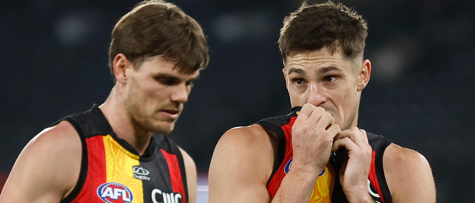 MELBOURNE, AUSTRALIA - MAY 18: Jack Steele of the Saints looks dejected after a loss during the 2024 AFL Round 10 match between Euro-Yroke (St Kilda) and Walyalup (Fremantle) at Marvel Stadium on May 18, 2024 in Melbourne, Australia. (Photo by Michael Willson/AFL Photos via Getty Images)
