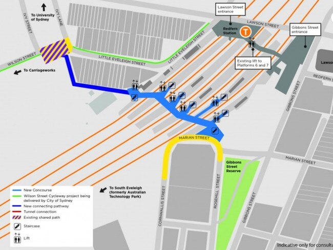 Option 3 would have a shorter walk to Wilson St. Picture: Transport for NSW