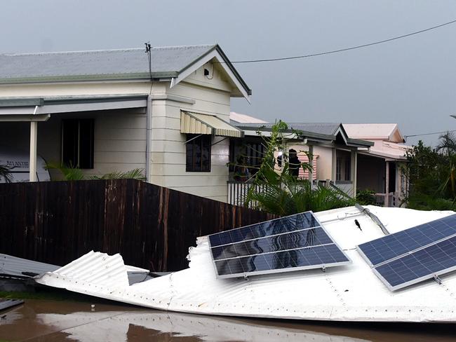 Damage seen in the town of Bowen, Queensland, Wednesday, March 29, 2017. The coastal Queensland town of Bowen has found itself largely intact in the wake of Tropical Cyclone Debbie. Picture: AAP Image/Sarah Motherwell