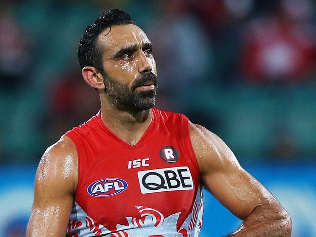 Sydney Swans' Adam Goodes during AFL Indigenous Round match v Carlton at the SCG - The same game he did his war dance goal celebration. Picture. Phil HillyardThe Final Quarter - The documentary on the final 3 years of the career of Adam Goodes of the Sydney Swans. Picture. Phil Hillyard