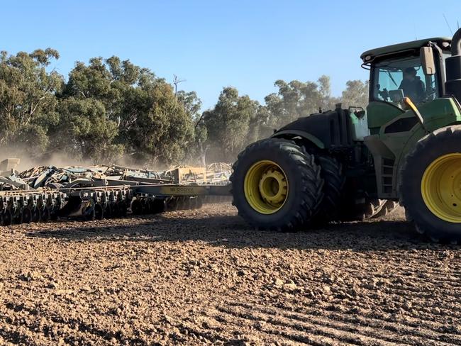 The Browns prefer the consistency of dry-sowing into their mix of good through to challenging soils, rather than managing variable soil moisture profiles, and they have been impressed with the seeding performance of the Equalizer. “Visually, we were just very impressed with the germination and establishment – it did a bloody good job,” Greg says. Picture: Supplied