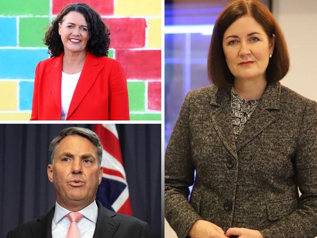 Geelong's federal politicians: Labor’s Libby Coker, top left and Richard Marles, bottom left; and Liberal Sarah Henderson, right.