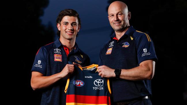 Rachele with Crows Matthew Nicks in Melbourne. Picture: Michael Willson/AFL Photos