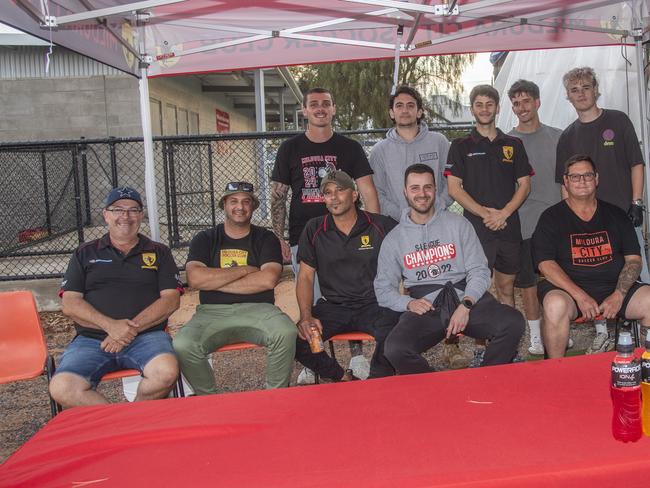 Greg Argiro, Frank Cavallo, Anthony Pollifrone, Jacob Rodi, Shaun Richards, Campbell Brown, Vito Bozzi, Joey Muscatello, Joey Pollifrone, Will Esposito at the Mildura Show 2024. Picture: Noel Fisher