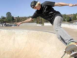 HIGH PRAISE: Steven Humphries, 19, of Ballina, ‘test drives’ the newly-completed Goonellabah skate park, which will be officially opened tomorrow. . Picture: David Nielsen